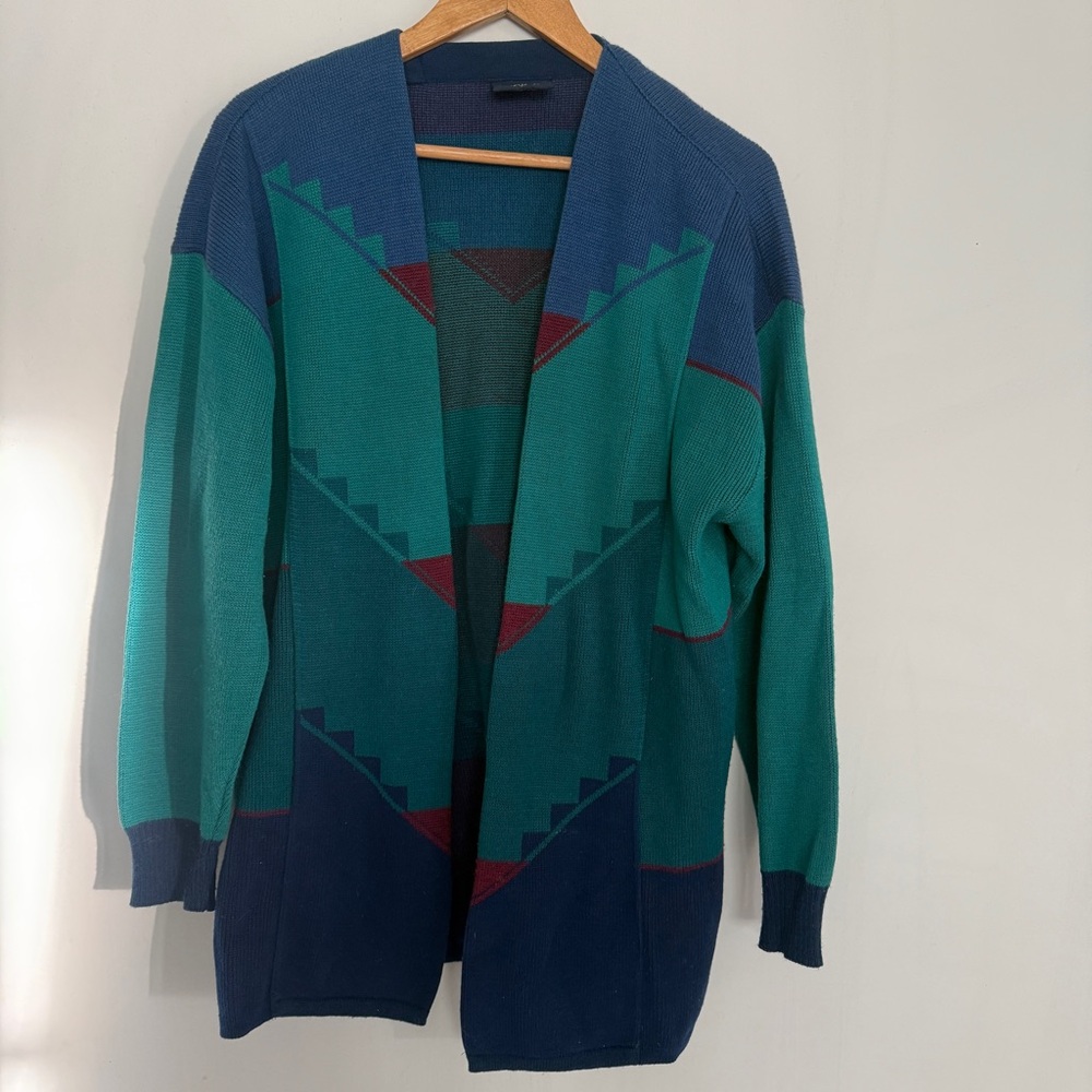 KRISS Woman Sweater Cardigan Wool Knit Open Front Size M